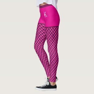 Fabric Print Chequered Pink Initial Personalised Leggings