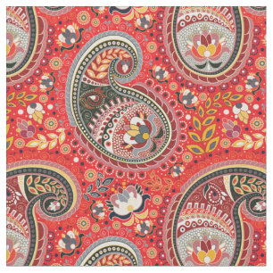 Fabric - Red Paisley Design