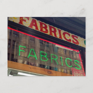 Fabric Store Neon Sign Garment District New York Postcard