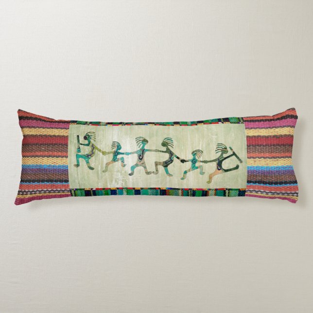 Fabric Stripes Pattern coloured I + KOKOPELLI Body Cushion (Front)