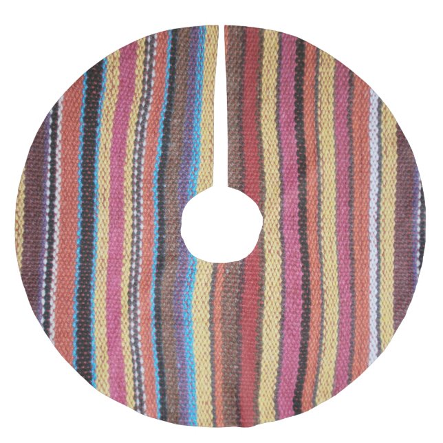 Fabric Stripes Pattern coloured I + your ideas Brushed Polyester Tree Skirt (Front)