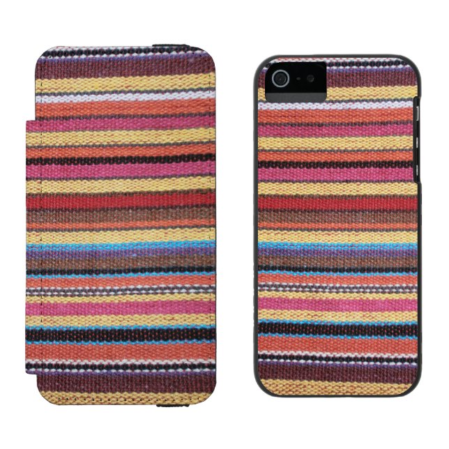 Fabric Stripes Pattern coloured I + your ideas Incipio iPhone Wallet Case (Side by Side)