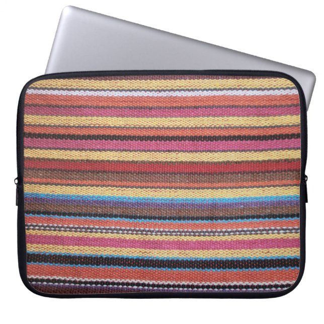 Fabric Stripes Pattern coloured I + your ideas Laptop Sleeve (Front)