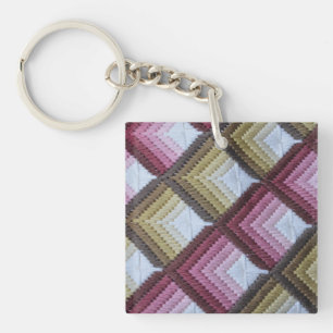 Fabric Tartan Square (single-sided) Key Ring