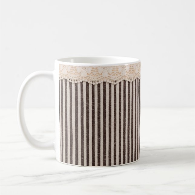 Fabric textile texture and lace for background coffee mug (Left)