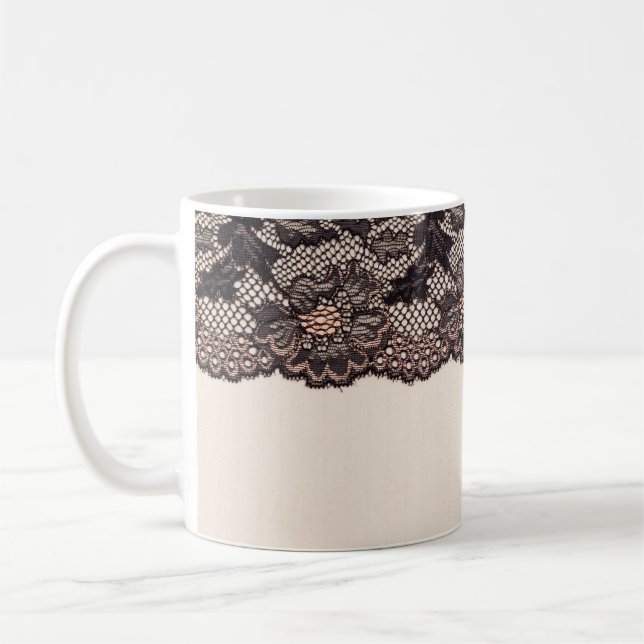Fabric textile texture and lace for background coffee mug (Left)
