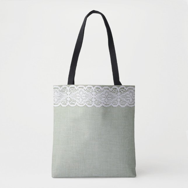 Fabric textile texture and lace  tote bag (Front)