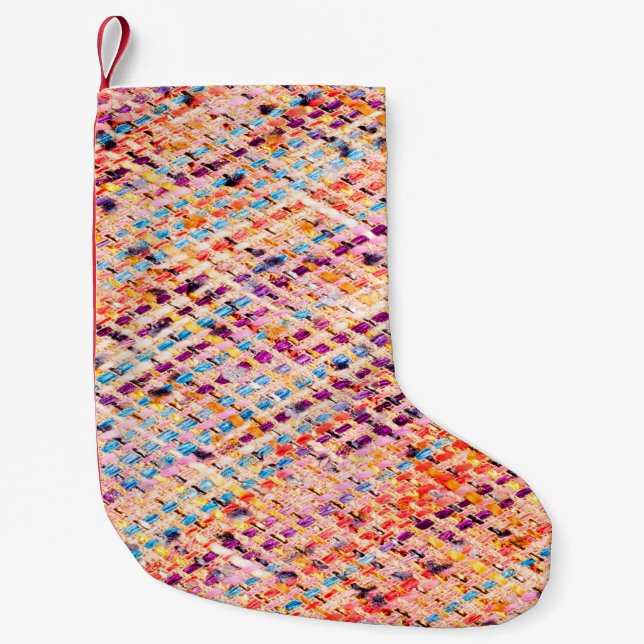 Fabric texture weave a large thread small christmas stocking (Front)