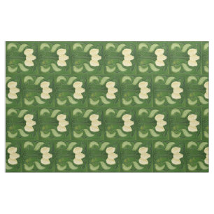 Fabric - Vintage White Tulips Half Brick Rotated