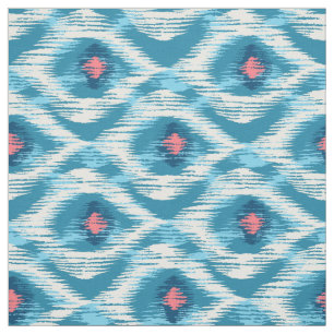 Fabric with blue ikat pattern