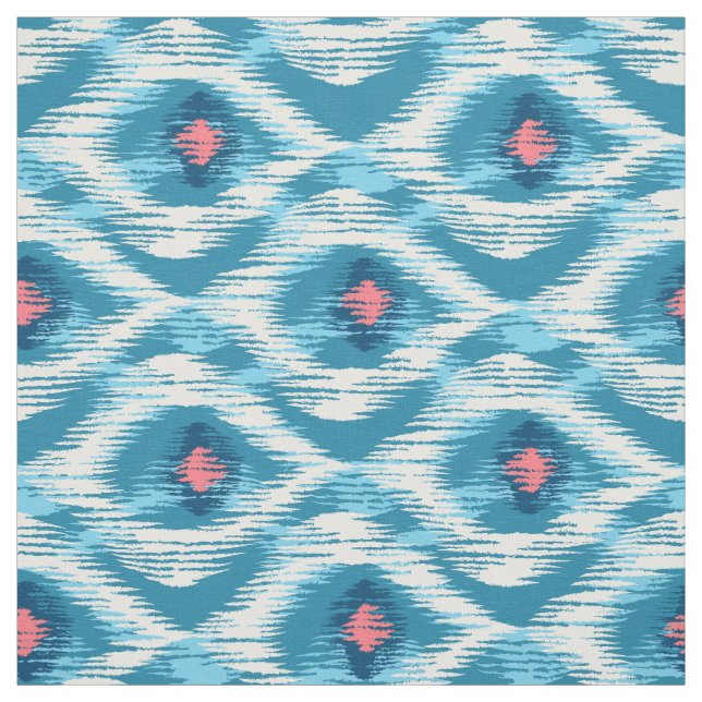 Fabric with blue ikat pattern (Swatch)