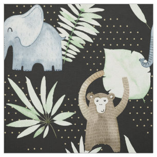 Fabric with safari animals for kids