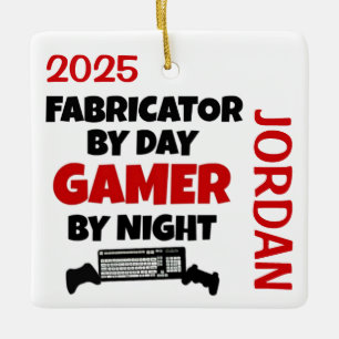 Fabricator Loves Playing Video Games Ceramic Ornament