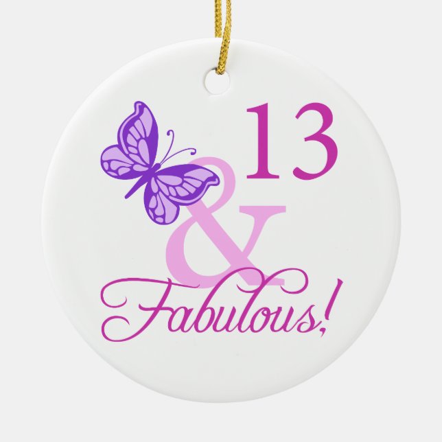 Fabulous 13th Birthday Ceramic Ornament (Front)