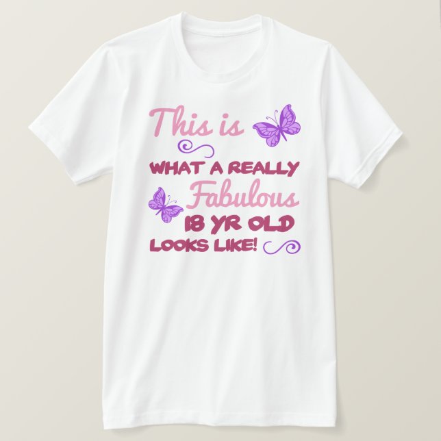 Fabulous 18th Birthday T-Shirt (Design Front)