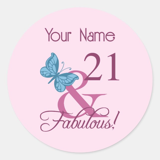 Fabulous 21st Birthday Classic Round Sticker (Front)