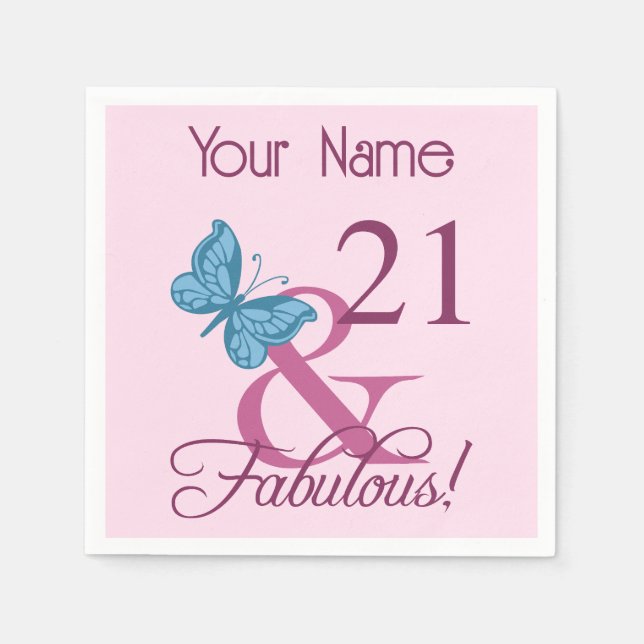 Fabulous 21st Birthday Napkin (Front)