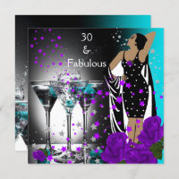 Fabulous 30 30th Birthday Teal Purple Roses