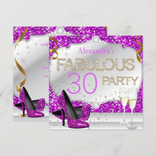 Fabulous 30 Pink Glitter Glamour Birthday Party Invitation