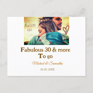 Fabulous 30 years anniversary add name photo date announcement postcard