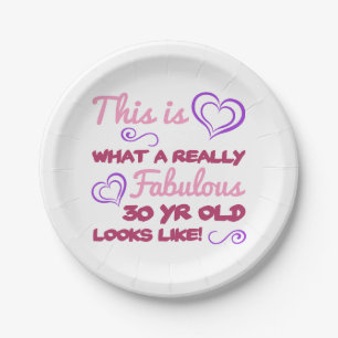 Fabulous 30th Birthday For Women Paper Plate