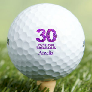 Fabulous 30th Birthday Gift - Purple Flowers Golf Balls