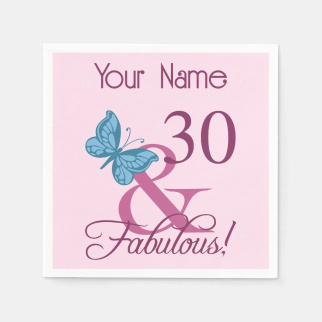 Fabulous 30th Birthday Napkin (Front)