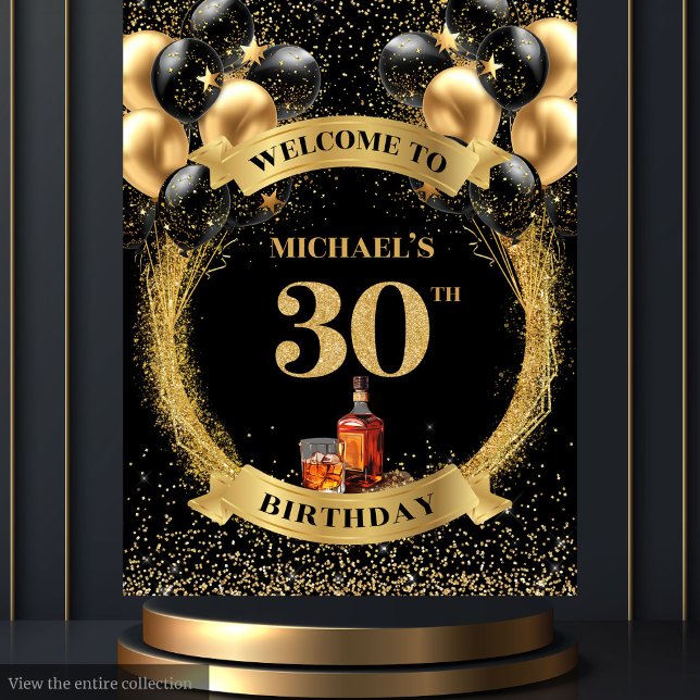 Fabulous 30th Man Birthday Whiskey Birthday Banner Tapestry (Fabulous 30th Man Birthday Whiskey Birthday Banner Tapestry)