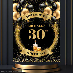 Fabulous 30th Man Birthday Whiskey Party Banner Tapestry