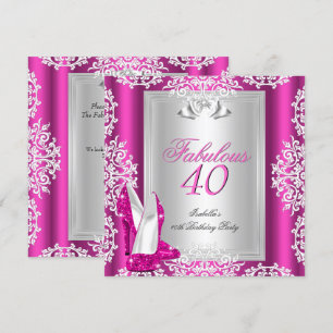 Fabulous 40 40th Birthday Party Hot Pink Shoes Invitation