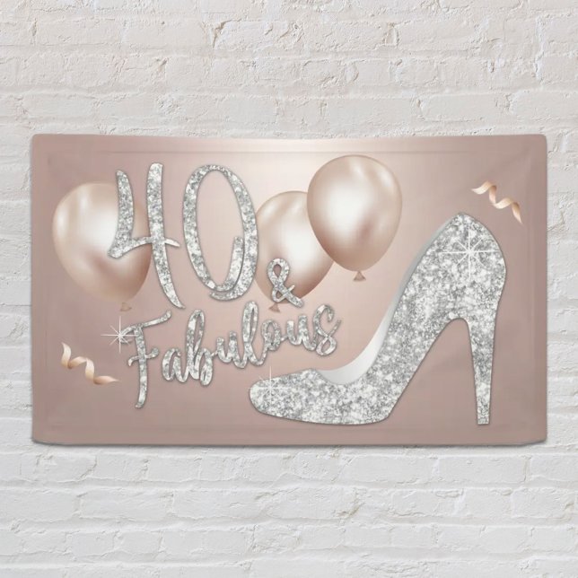 Fabulous 40 Modern Rose Gold Girl 40th Birthday Banner (Creator Uploaded)