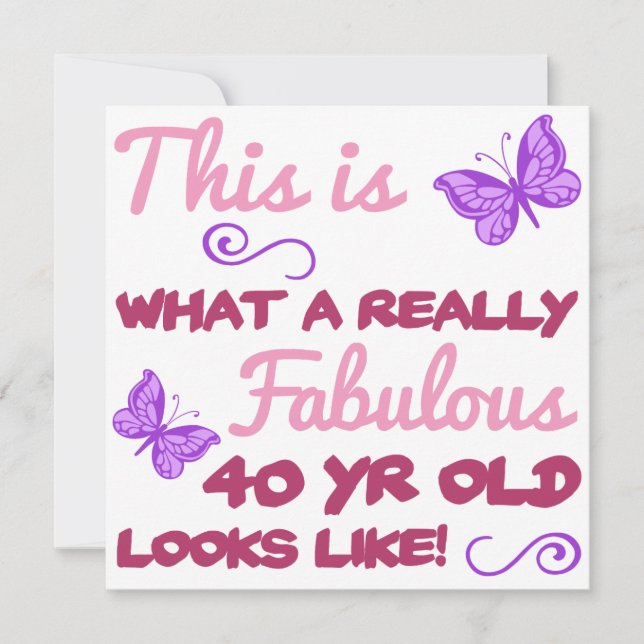 Fabulous 40th Birthday Card (Front)