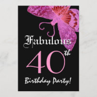 Fabulous 40th Birthday Fuschia Butterfly W1800