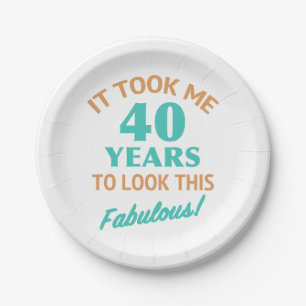 Fabulous 40th Birthday Paper Plate