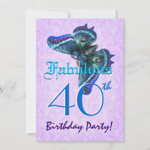 Fabulous 40th Birthday Turquoise Butterflies W1804 Invitation