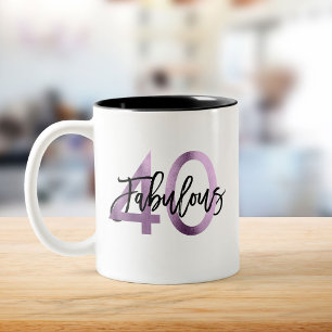 Fabulous 40th   Modern Chic Lilac Purple Birthday Two-Tone Coffee Mug