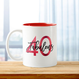 Fabulous 40th   Modern Elegant Chic Red Birthday Two-Tone Coffee Mug