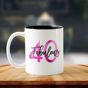 Fabulous 40th   Modern Elegant Hot Pink Birthday Two-Tone Coffee Mug