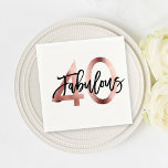 Fabulous 40th | Modern Elegant Rose Gold Birthday Napkin<br><div class="desc">Celebrate your fabulous chic 40th Birthday party with these modern,  elegant party napkins with brush hand lettering and faux rose gold / black design for women. Background colour can be changed under "customise further". Part of the "Fabulous 40th" collection.</div>