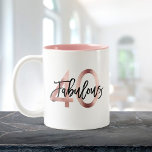 Fabulous 40th | Modern Elegant Rose Gold Birthday Two-Tone Coffee Mug<br><div class="desc">Celebrate your fabulous chic 40th Birthday with this modern,  elegant mug with brush hand lettering and faux rose gold / black design. Interior colour can be changed below. Part of the "Fabulous 40th" collection.</div>