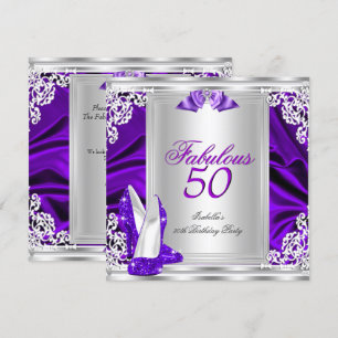 Fabulous 50 50th Birthday Party Purple Shoes Invitation