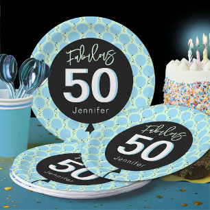 Fabulous 50 Birthday Balloons Paper Plate
