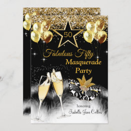 Fabulous 50 Birthday Masquerade Party Invitation