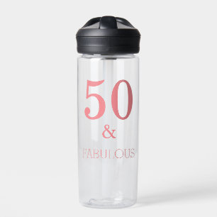 Fabulous 50 Birthday Party Custom Colour Coral Pin Water Bottle