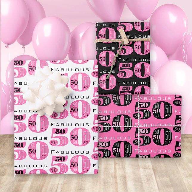 Fabulous 50 Birthday  Wrapping Paper Sheet (Creator Uploaded)