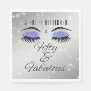 Fabulous 50 Black Periwinkle Glam Eyes Napkins