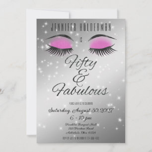 Fabulous 50 Black Pink Glam Eyes Invitation