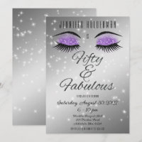 Fabulous 50 Black Purple Glam Eyes Invitation