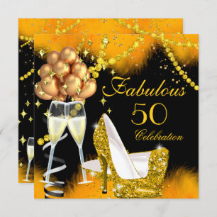Fabulous 50 Celebration Champagne Birthday Party Invitation