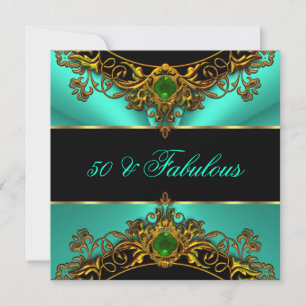 Fabulous 50 Elite Green Jade Black Gold Birthday Invitation
